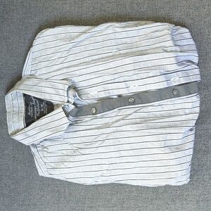 American Eagle Gray Striped Casual Button Up Medium